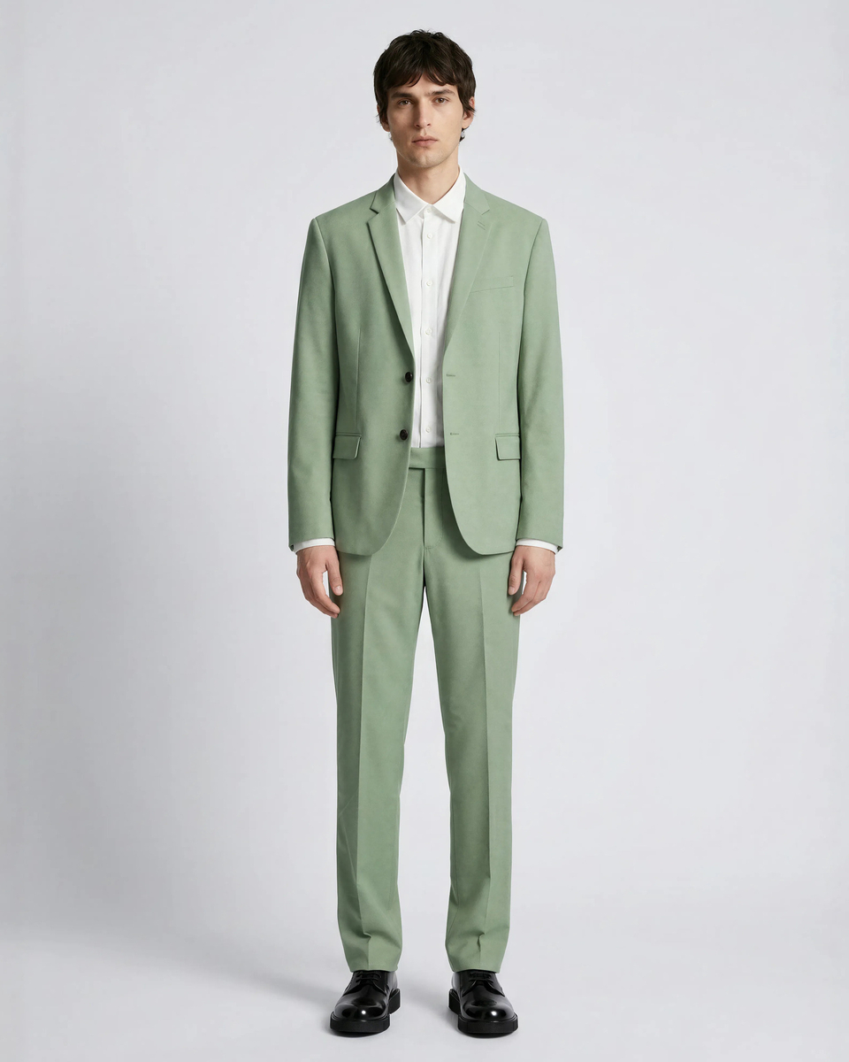 Green straight suit pants