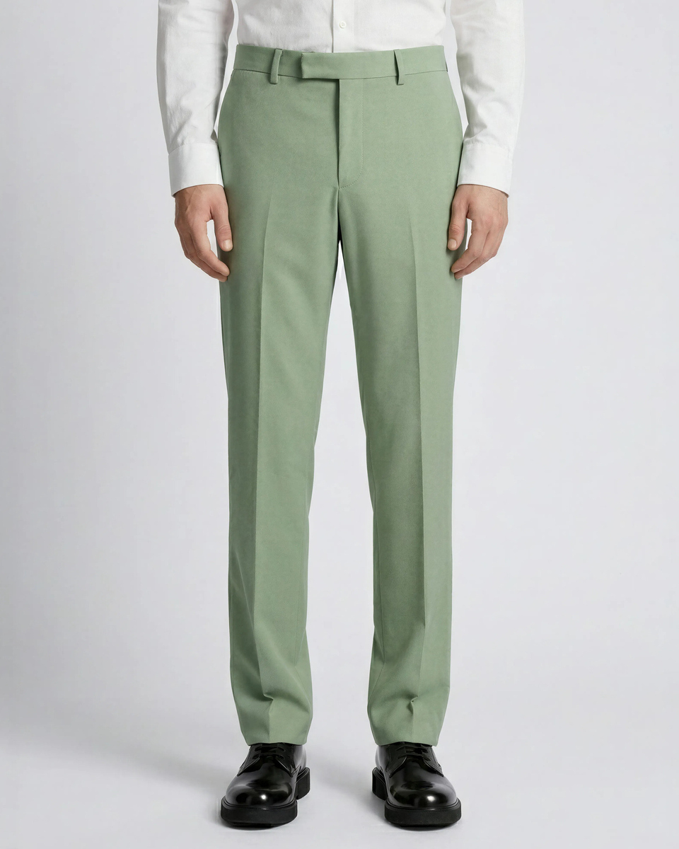 Green straight suit pants