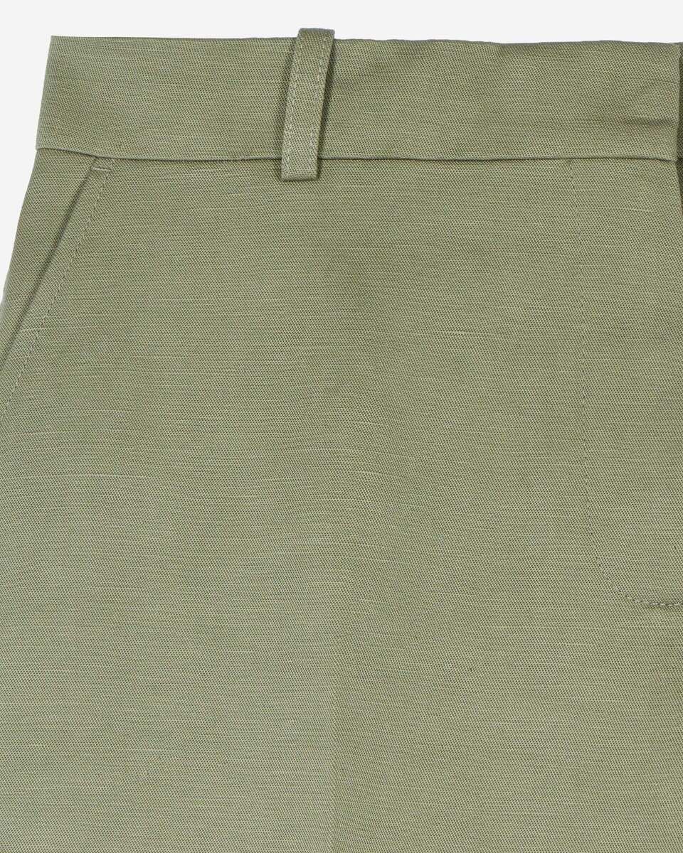 Wide-leg pants in khaki linen and cotton