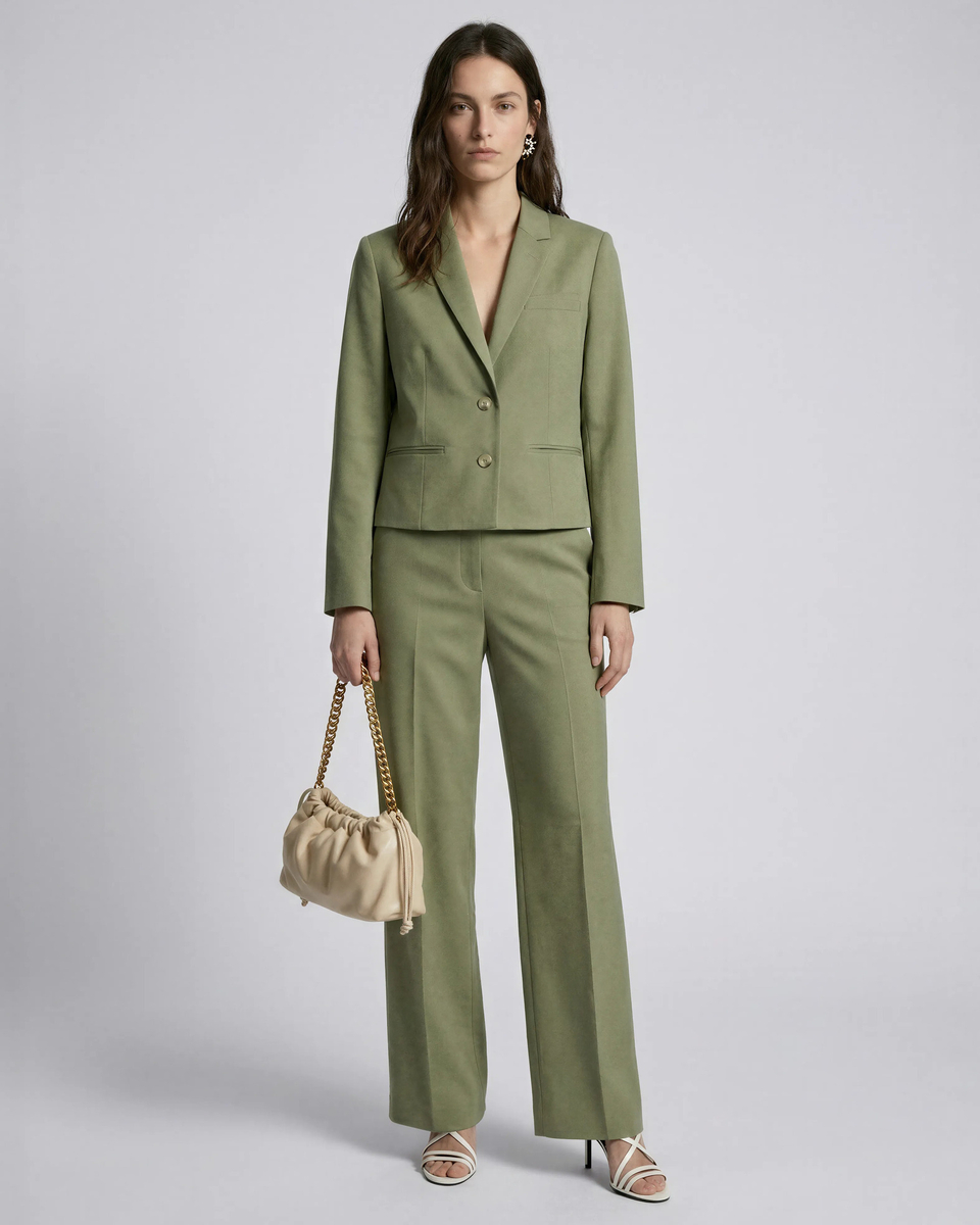 Short suit jacket in khaki linen and cotton