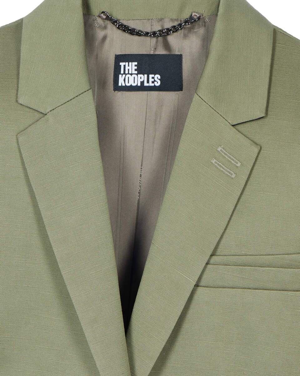 Short suit jacket in khaki linen and cotton