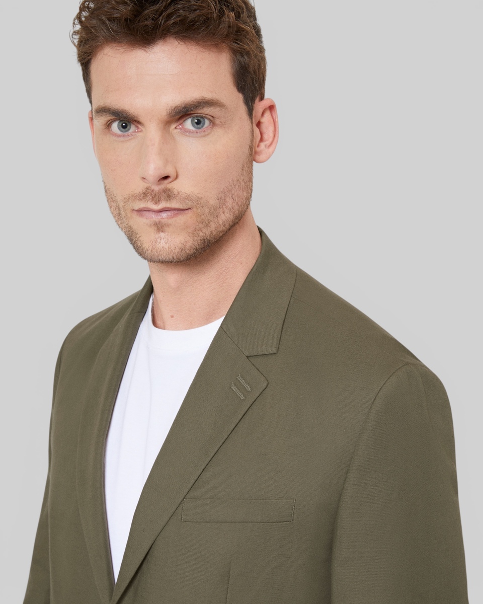 Khaki cotton linen suit jacket