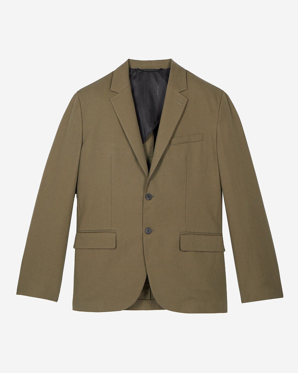 Khaki cotton linen suit jacket