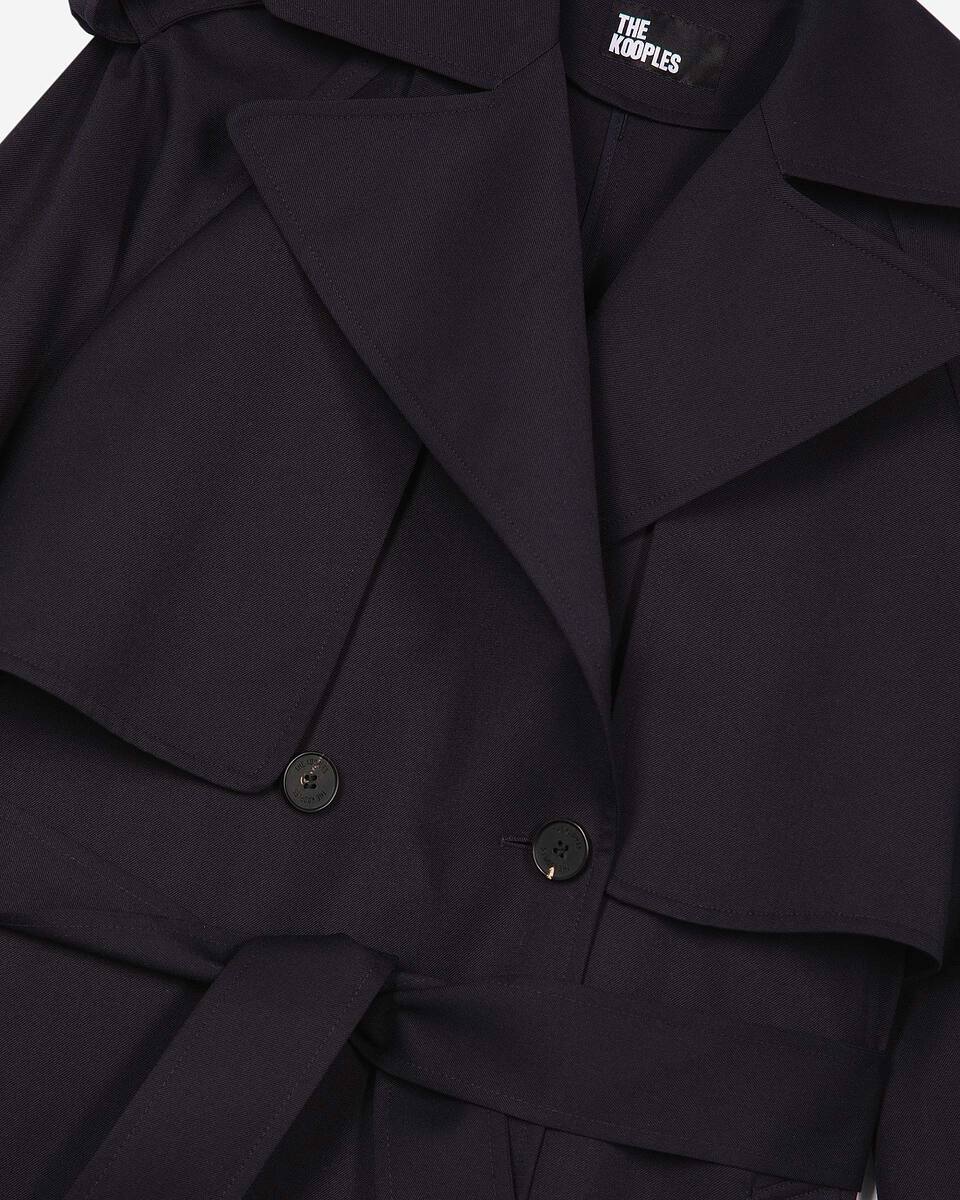 Fluid trench coat in navy wool blend