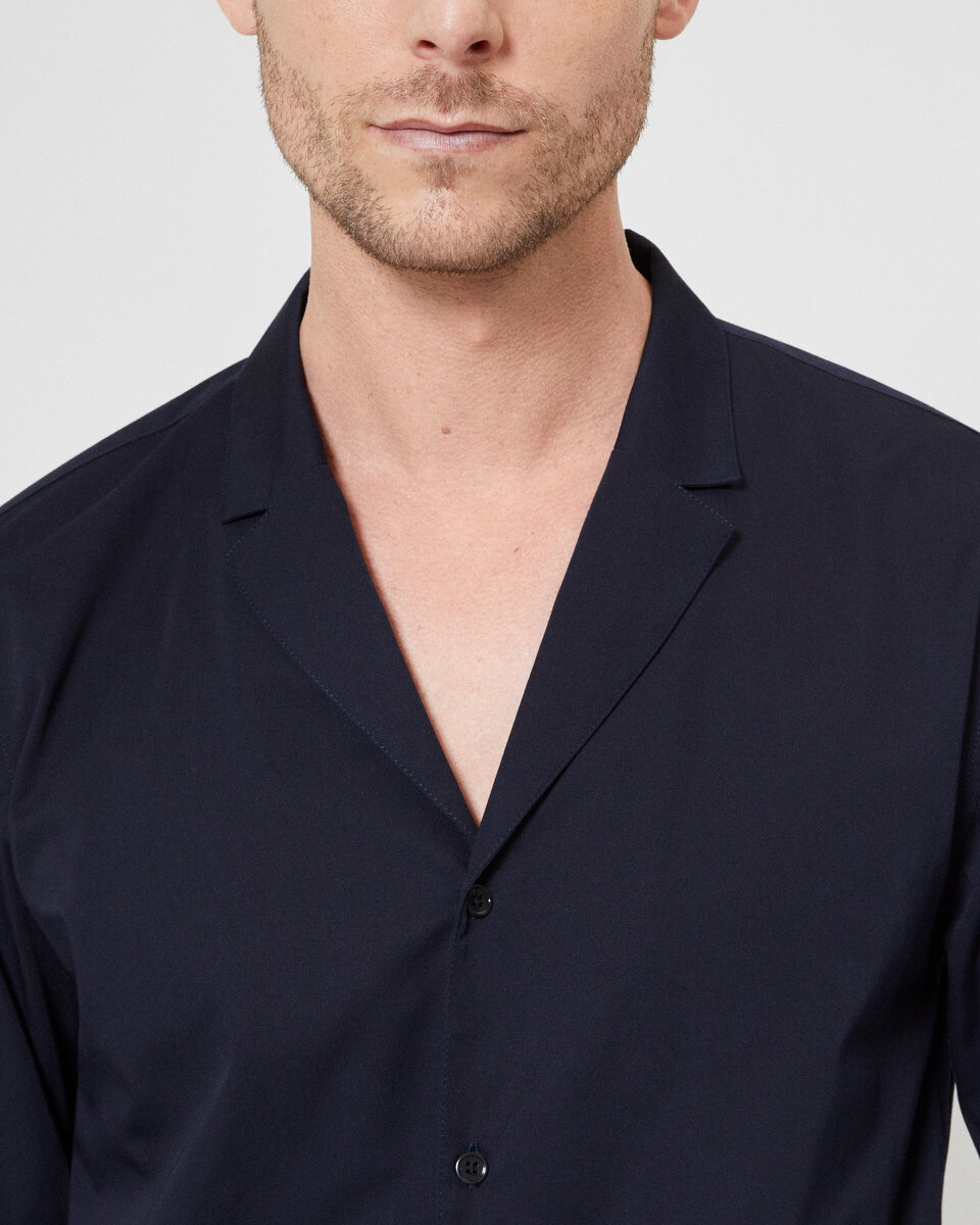 Navy suit collar shirt