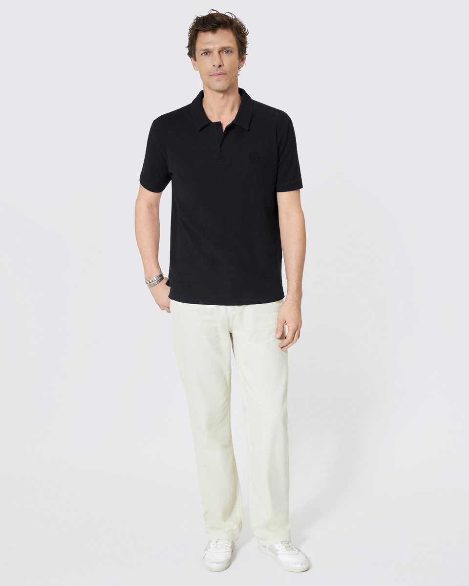Honeycomb polo shirt with navy crest