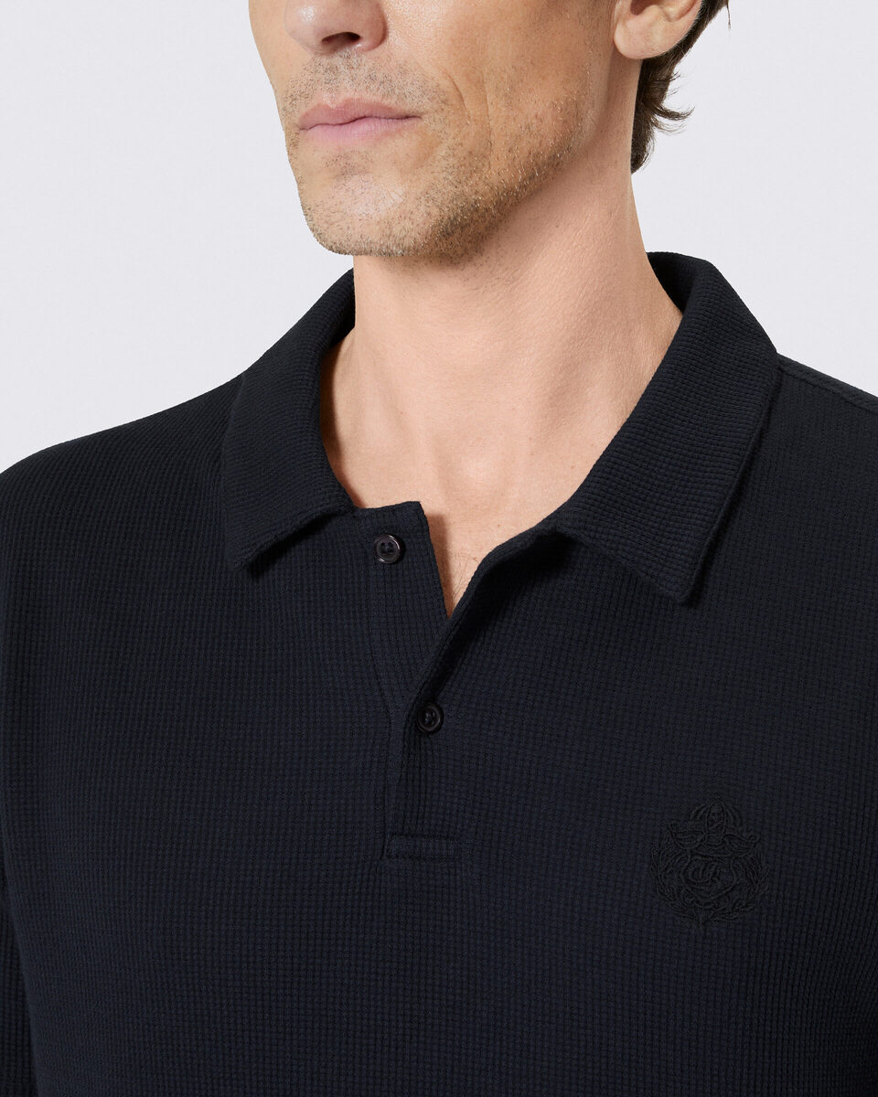 Honeycomb polo shirt with navy crest
