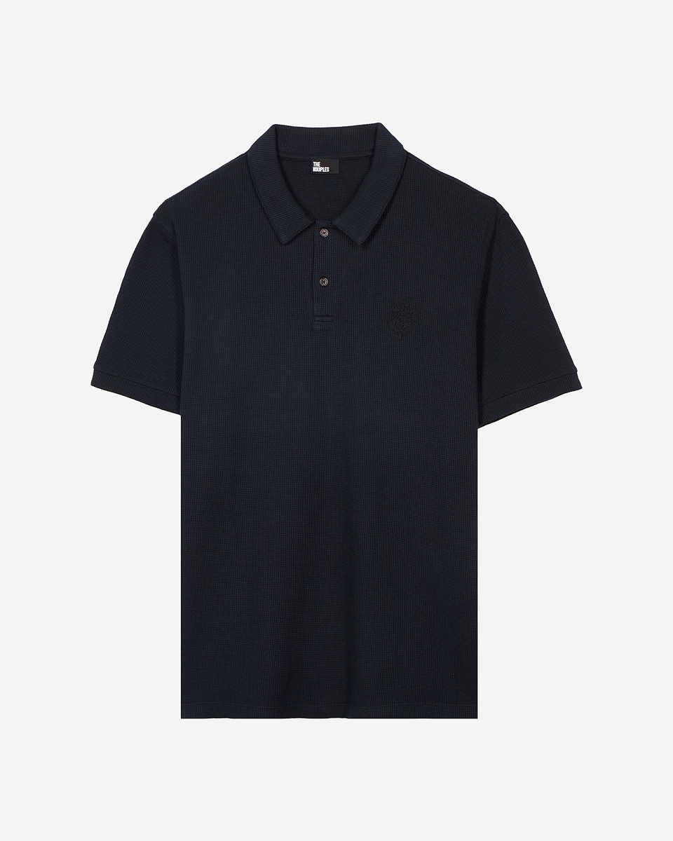 Honeycomb polo shirt with navy crest