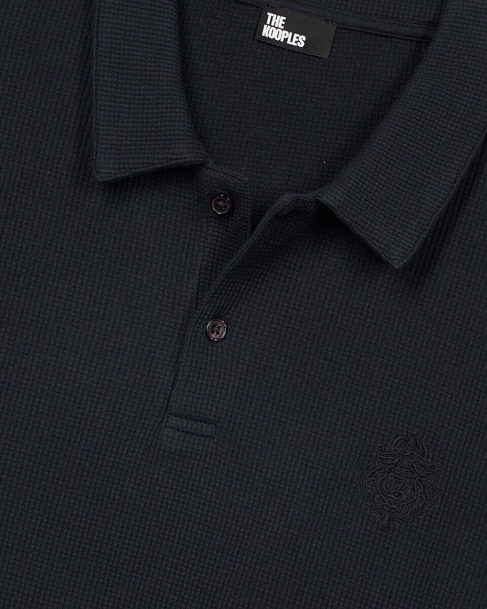 Honeycomb polo shirt with navy crest