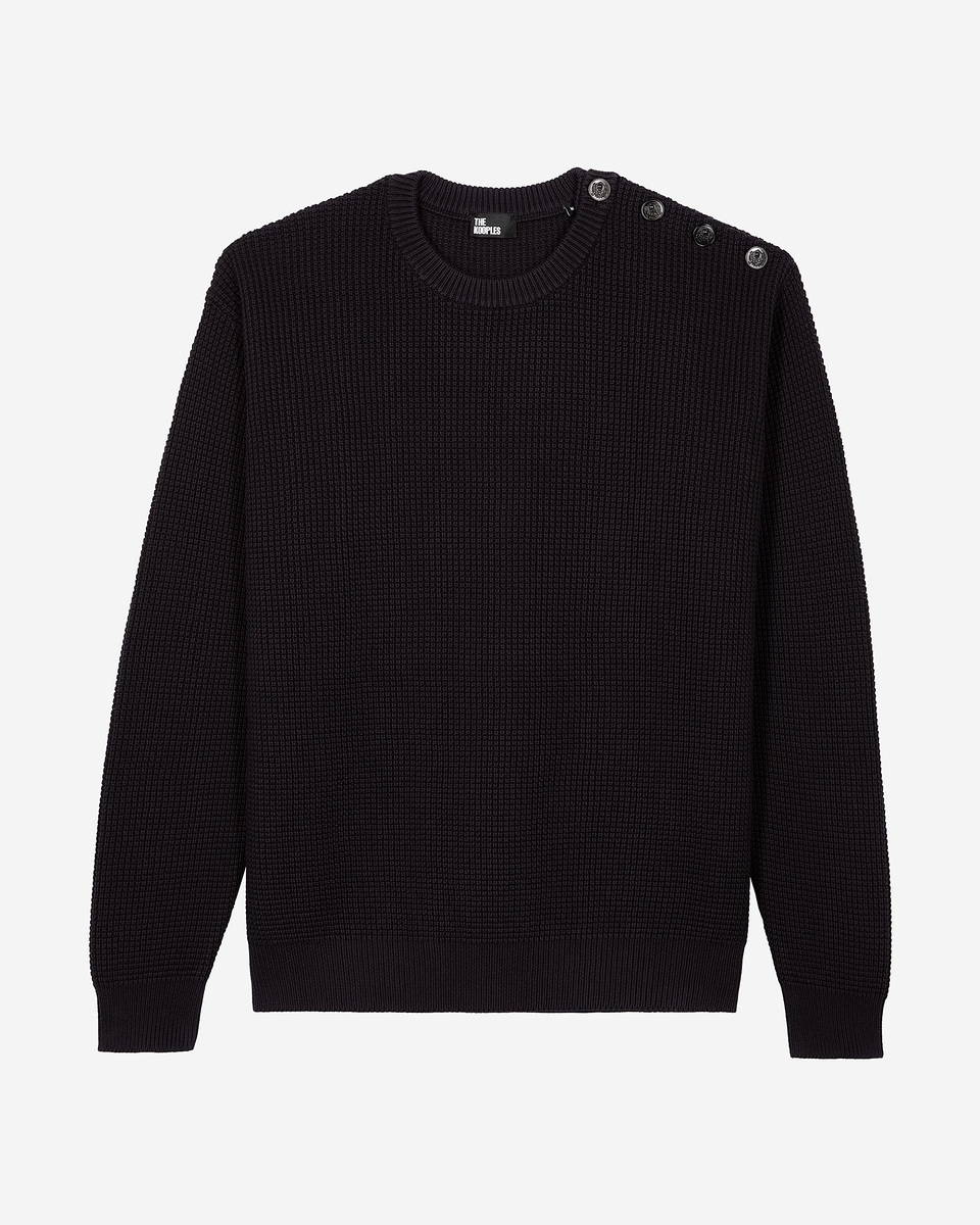Navy button sweater