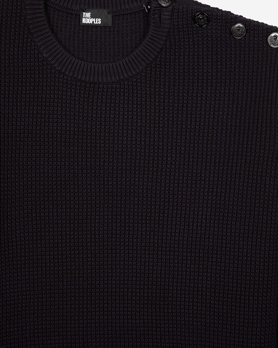 Navy button sweater