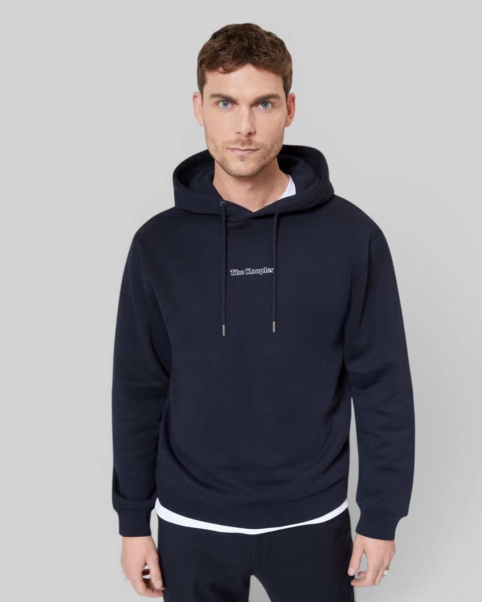 Hooded sweatshirt with navy logo