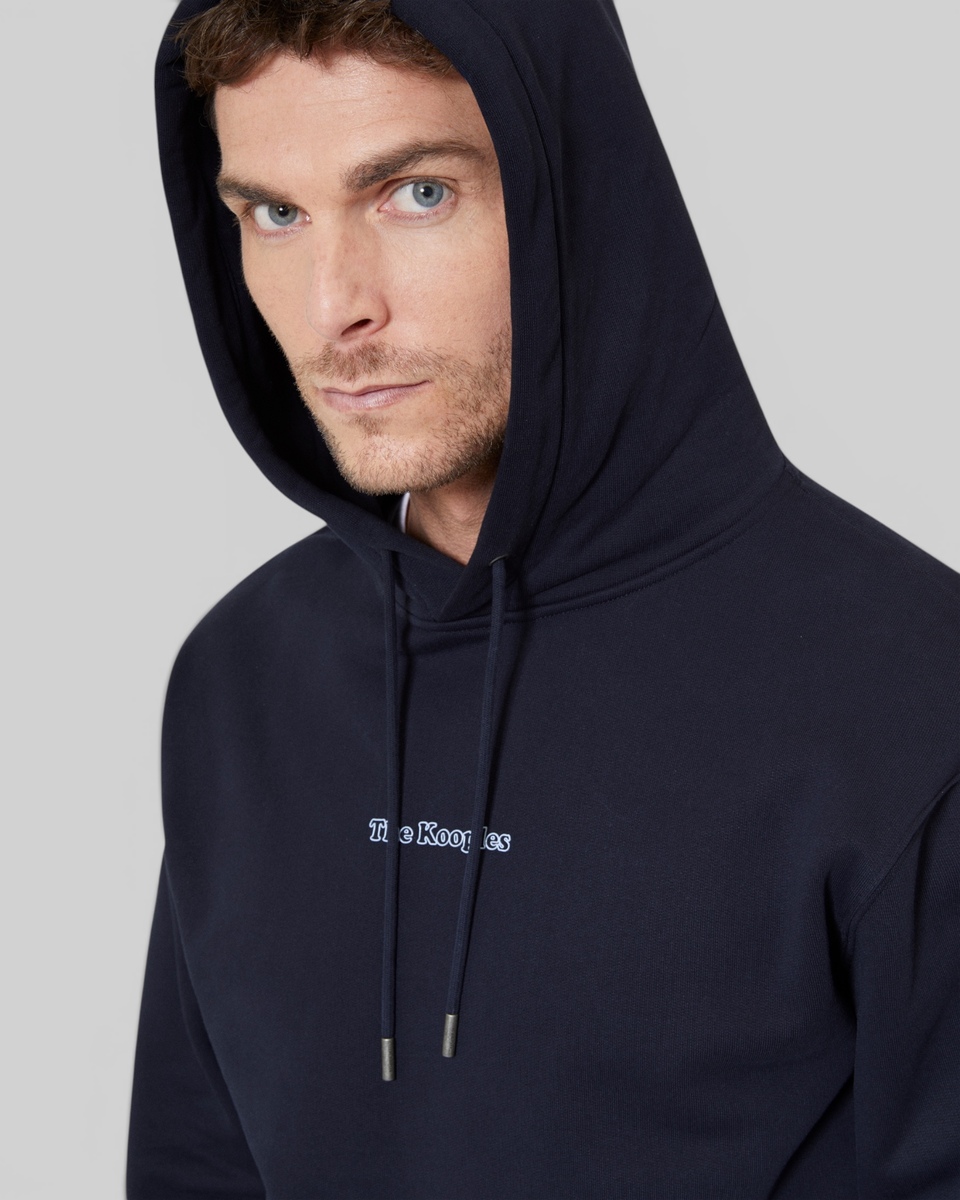 Hooded sweatshirt with navy logo