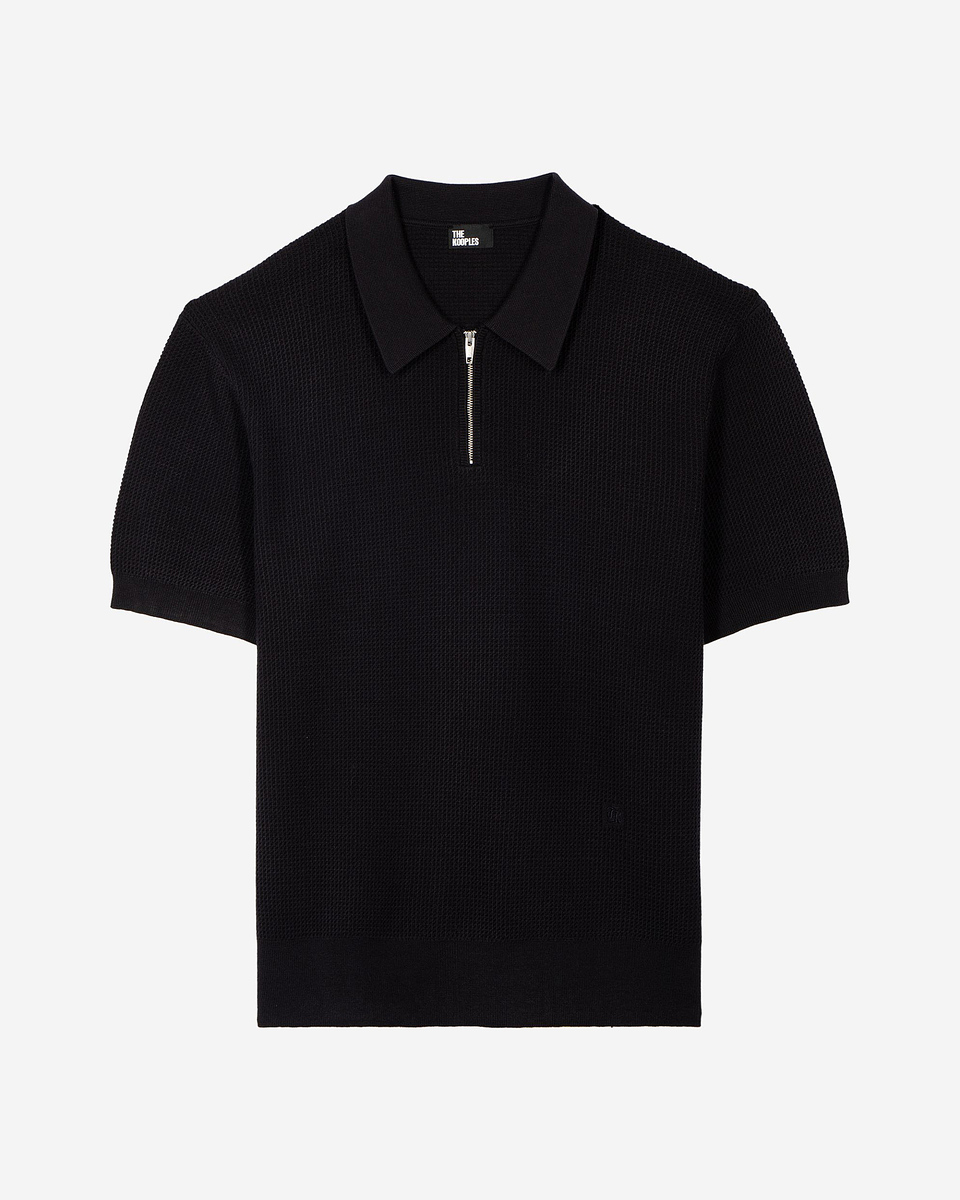 Navy polo-neck zip sweater