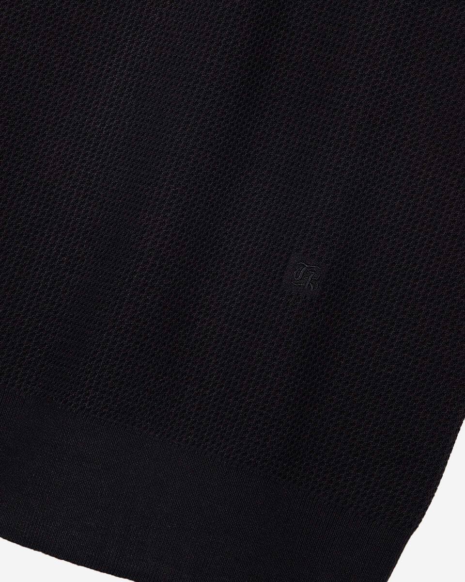 Navy polo-neck zip sweater