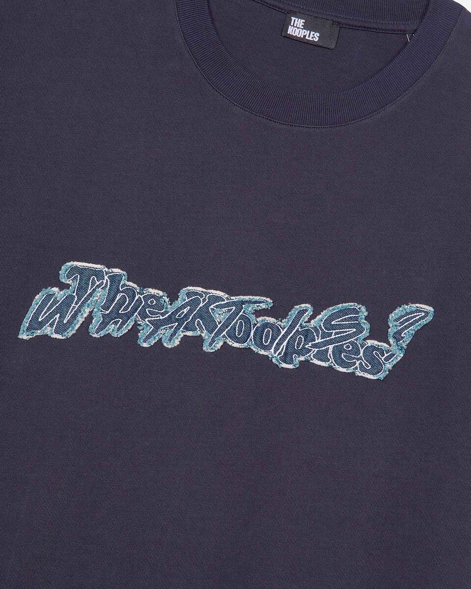 What Is navy denim patch t-shirt