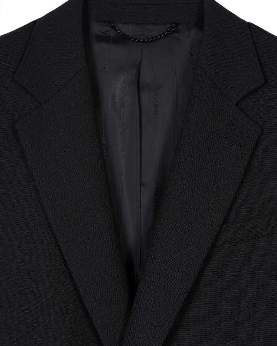 Navy double-breasted suit jacket
