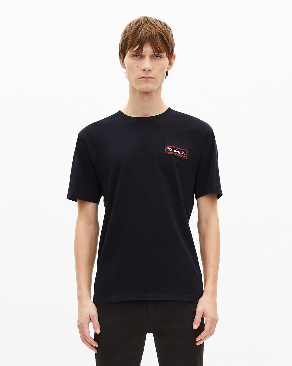 T-shirt with Via Prony navy screen print