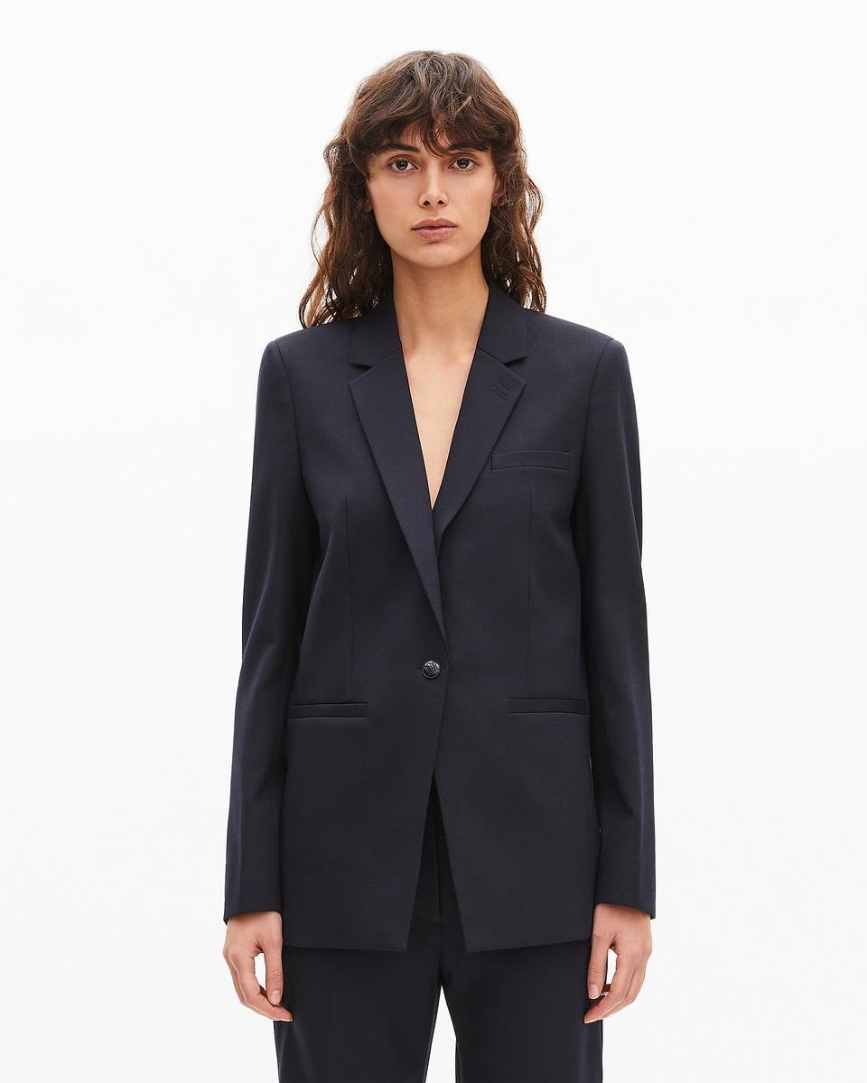 Navy wool blend suit jacket