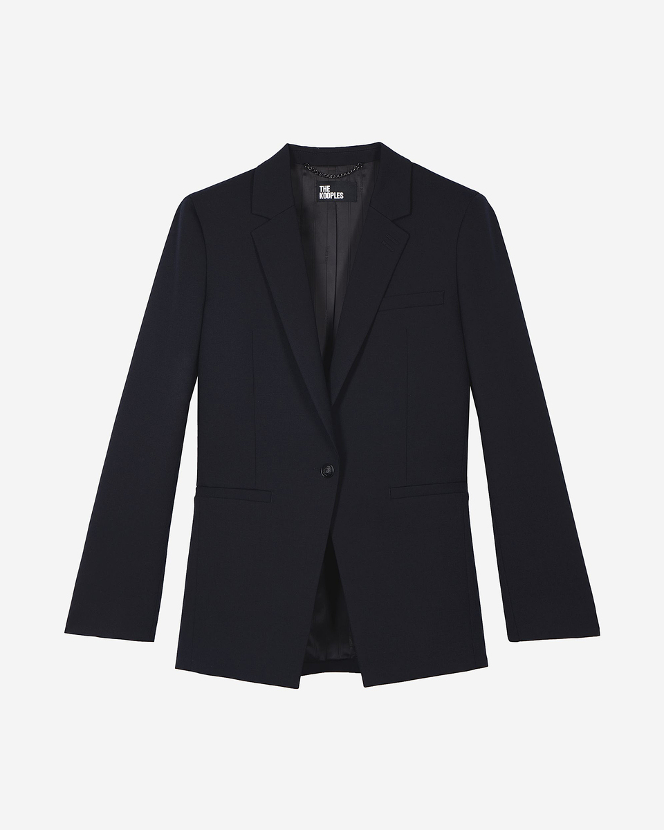 Navy wool blend suit jacket
