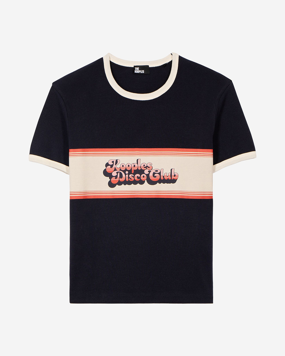 T-shirt with navy screen print