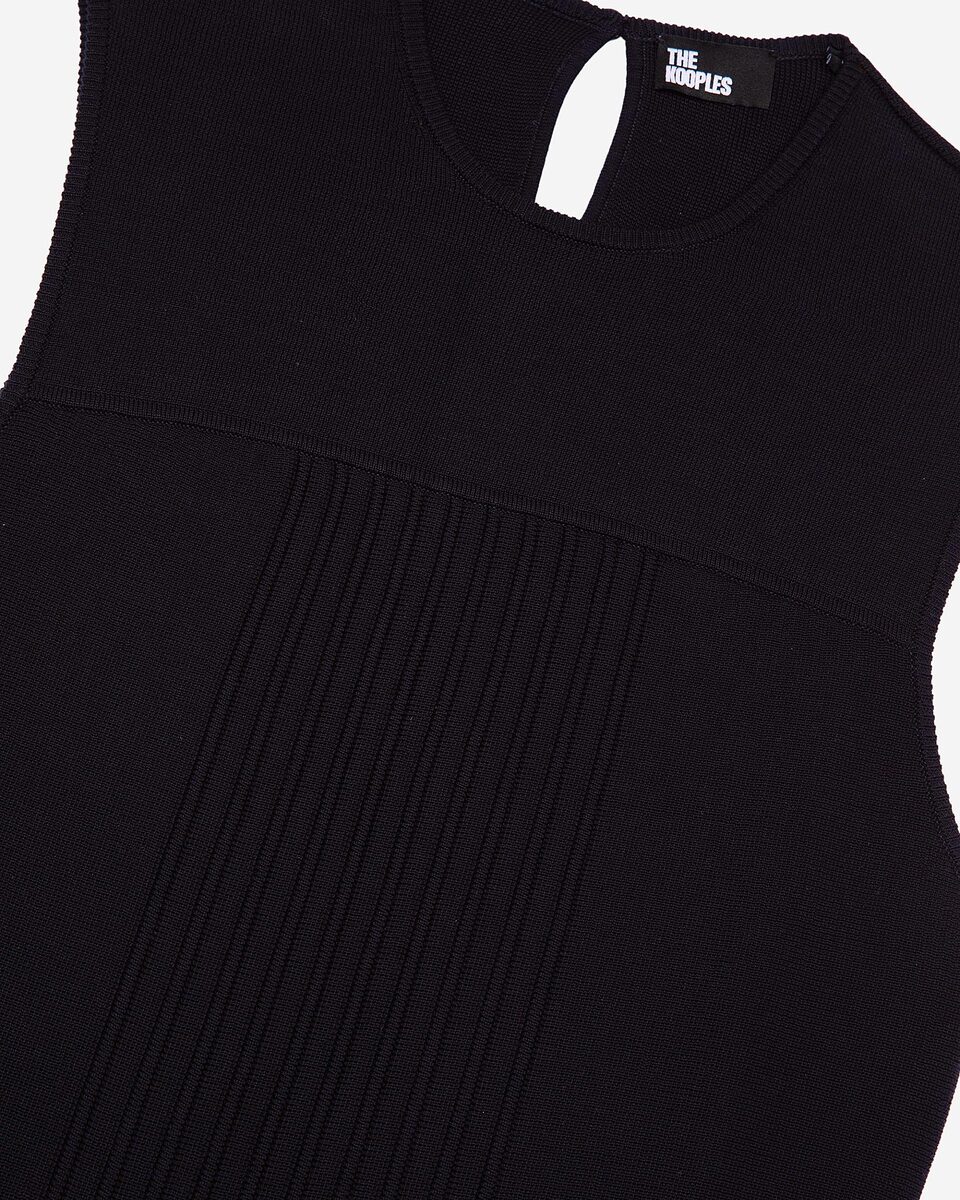 Short navy pleated knit dress