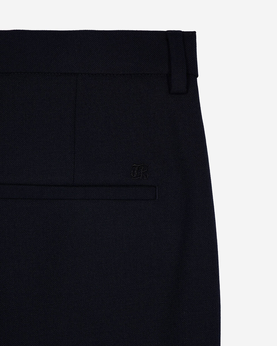 Navy wool blend straight-leg tailored pants