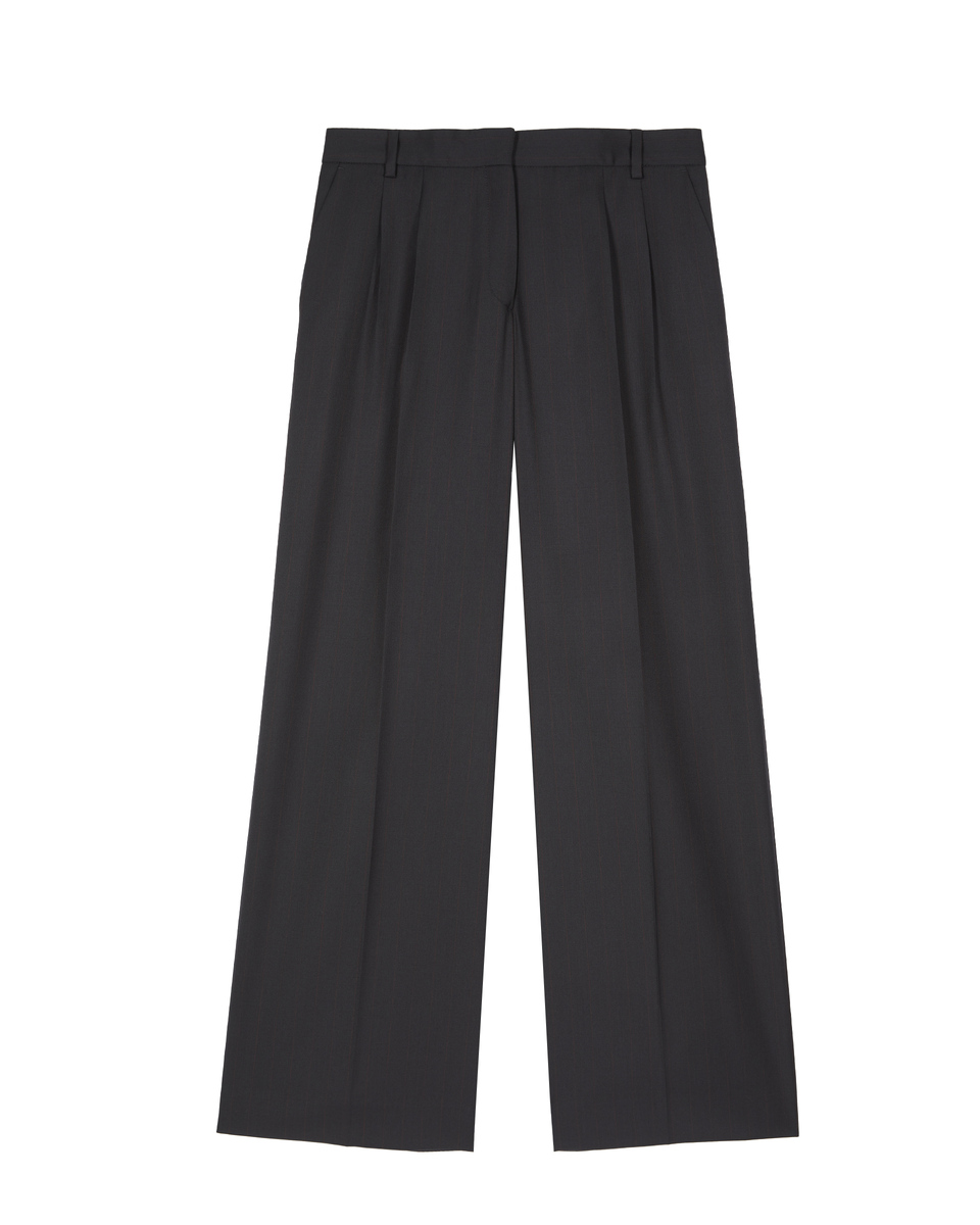 Wide-leg wool suit pants in navy stripes