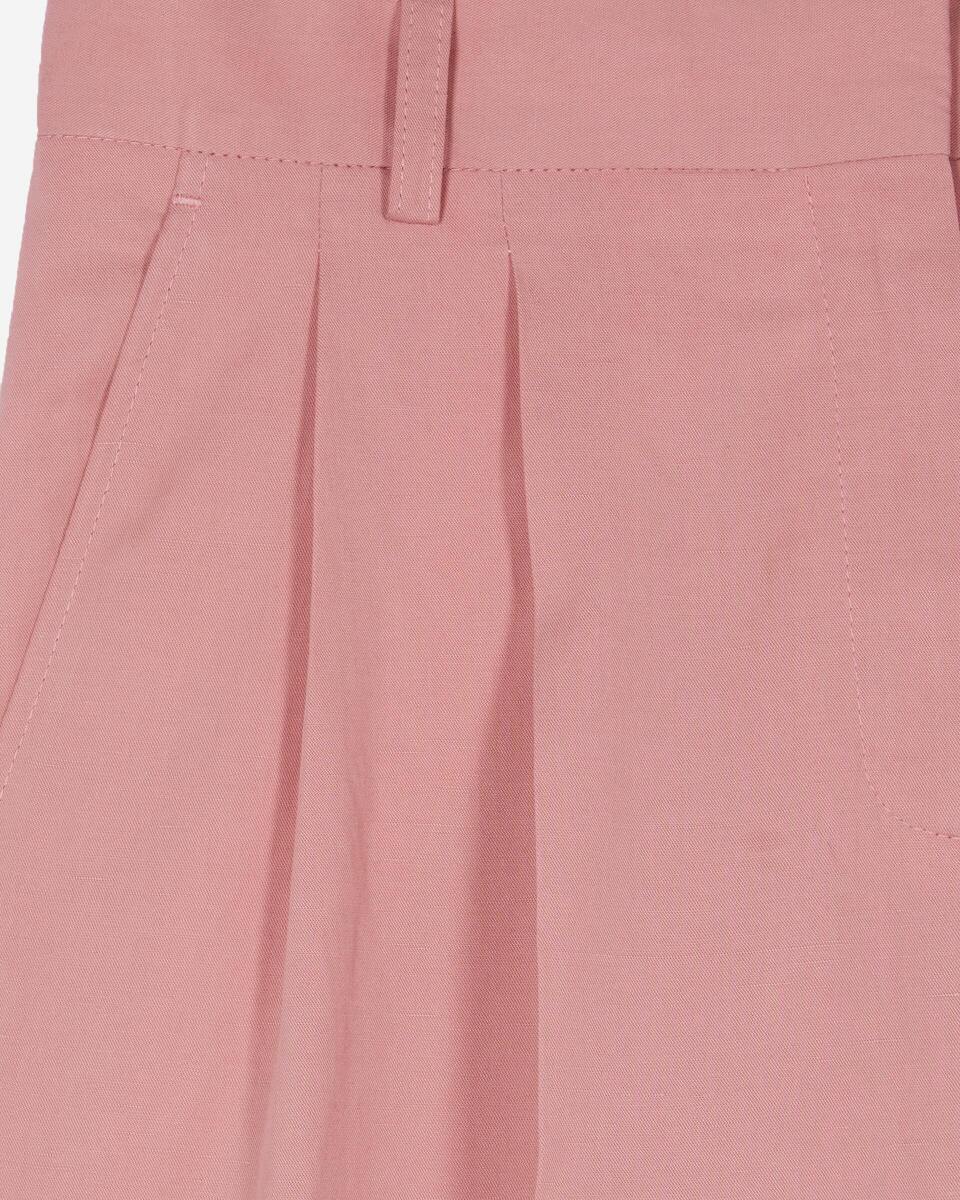 Wide-leg tailored pants in pastel pink linen and cotton
