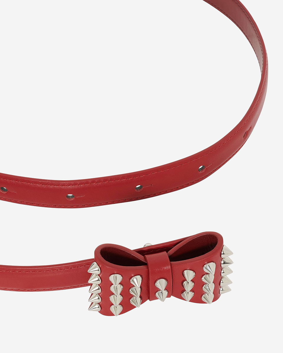 Thin belt with red leather bow