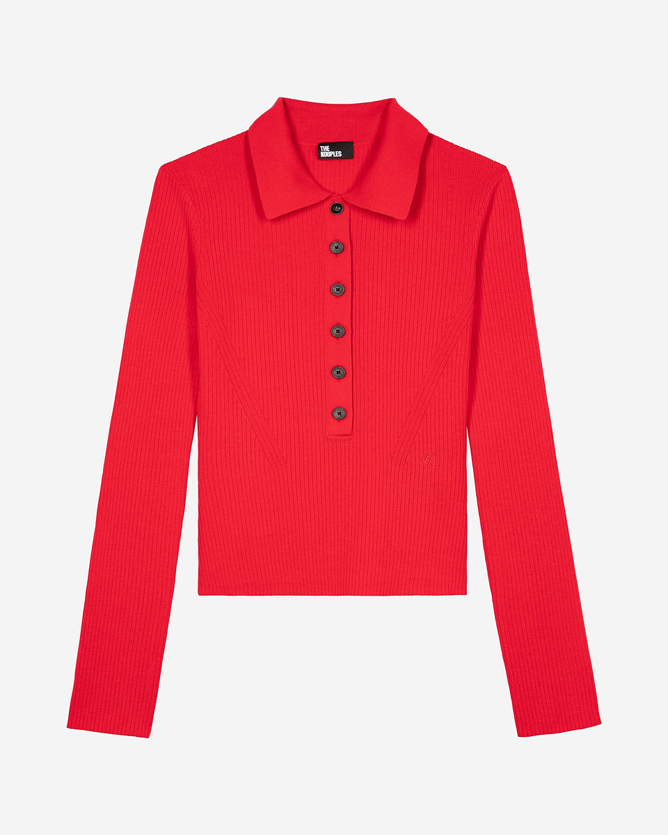 Red rib knit sweater