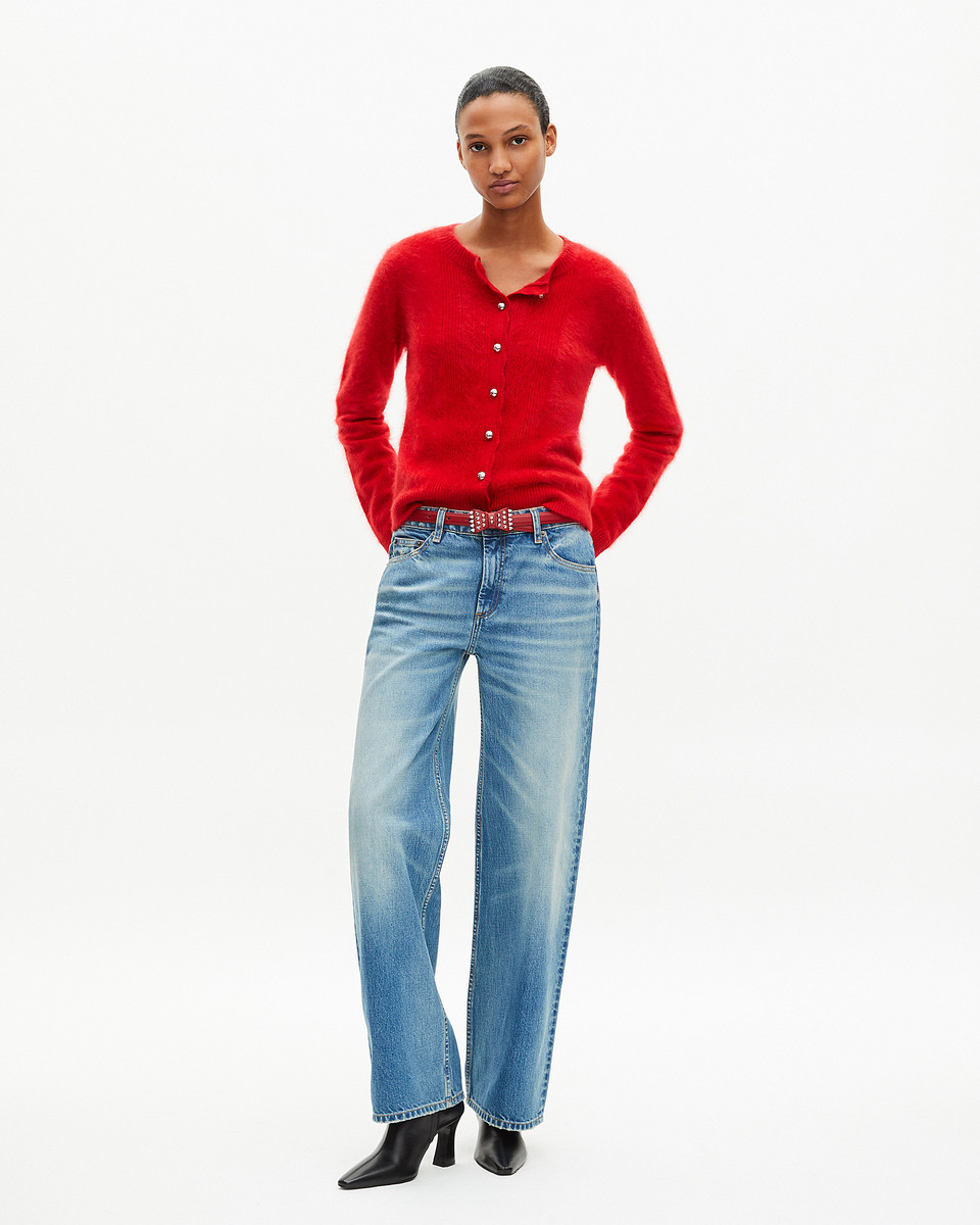 Red cashmere cardigan