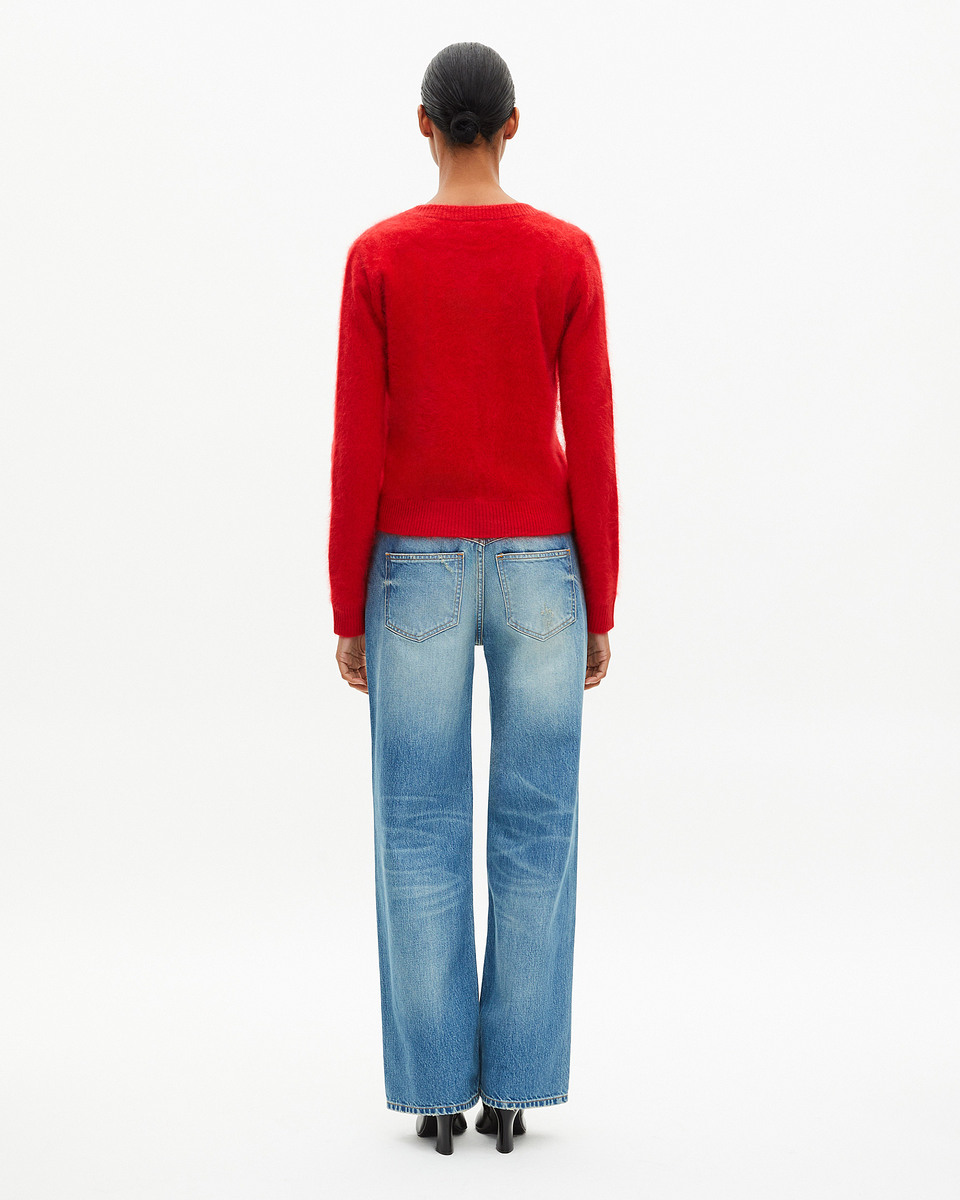 Red cashmere cardigan