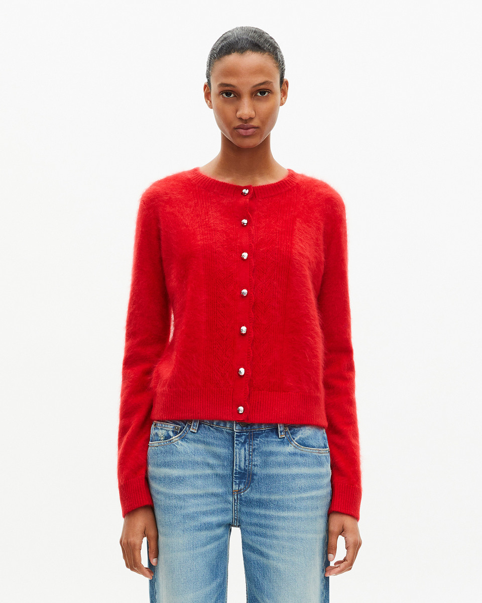 Red cashmere cardigan