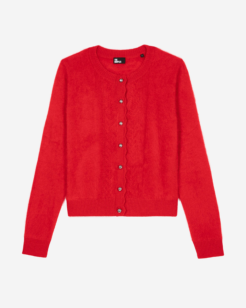 Red cashmere cardigan