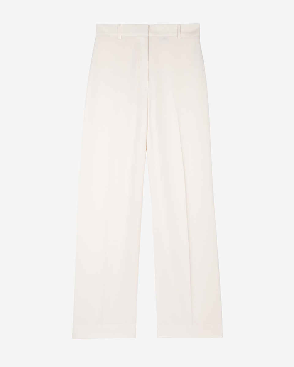 Wide-leg pants in ecru satin