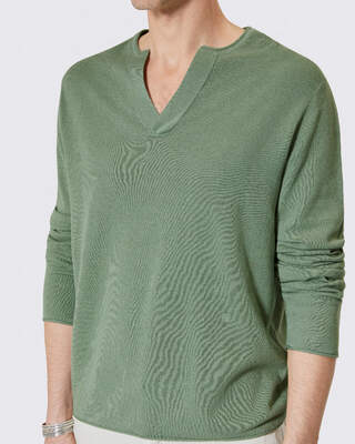 Khaki tunic-neck sweater