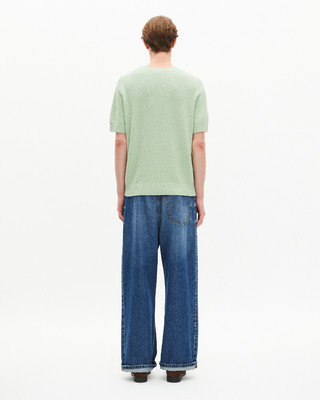 Almond green short-sleeved sweater