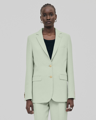 Pastel green straight suit jacket