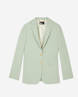 Pastel green straight suit jacket