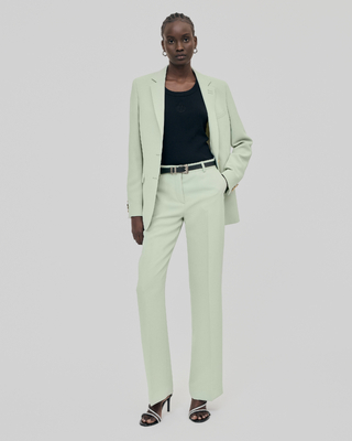 Pastel green straight-leg tailored pants