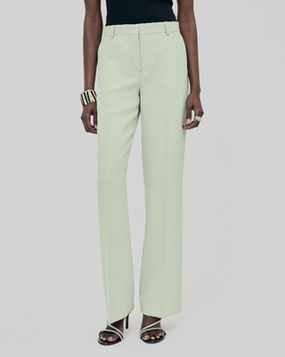 Pastel green straight-leg tailored pants
