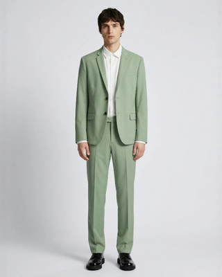 Green straight suit pants