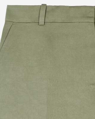 Wide-leg pants in khaki linen and cotton