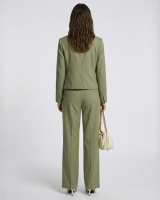 Short suit jacket in khaki linen and cotton