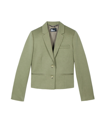 Short suit jacket in khaki linen and cotton