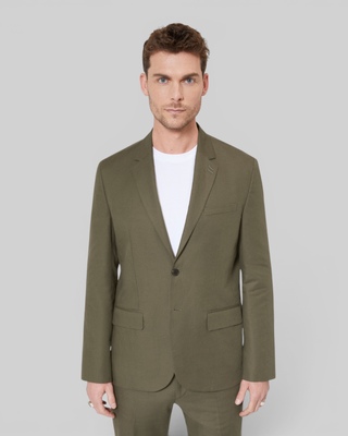 Khaki cotton linen suit jacket