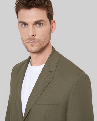 Khaki cotton linen suit jacket