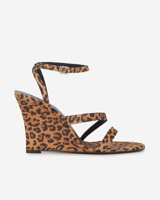 Leopard colt-effect wedge-heeled sandals