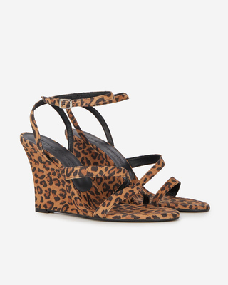 Leopard colt-effect wedge-heeled sandals